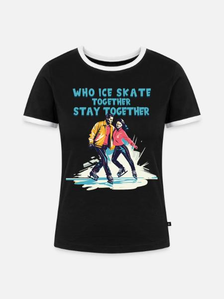 Eisläuferin Eislaufen Schlittschulaufen - Frauen Kontrast-T-Shirt - Schwarz/Weiß