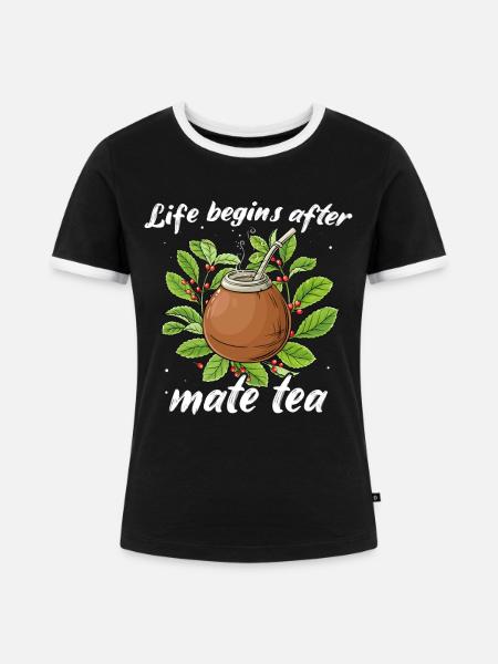 Mate Tee Teetrinker - Frauen Kontrast-T-Shirt - Schwarz/Weiß