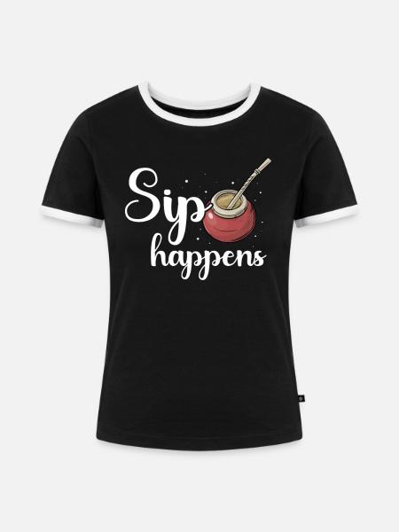 Yerba Mate - Frauen Kontrast-T-Shirt - Schwarz/Weiß