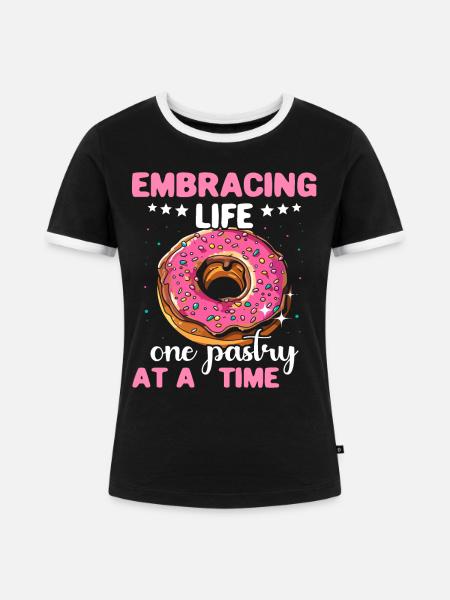 Doughnut Donuts - Frauen Kontrast-T-Shirt - Schwarz/Weiß