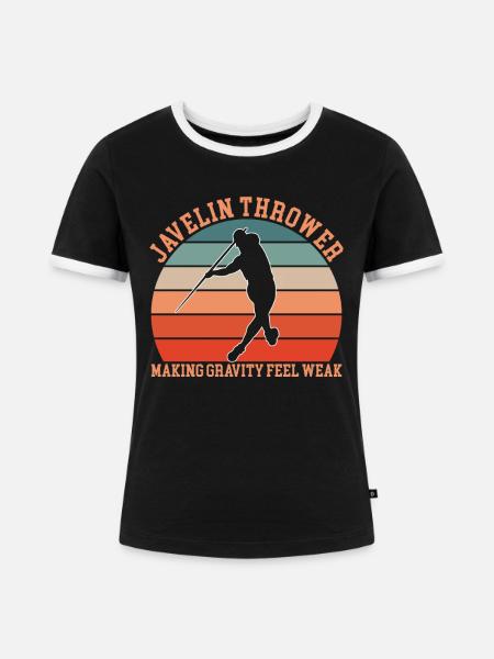 Speerwerfen - Frauen Kontrast-T-Shirt - Schwarz/Weiß