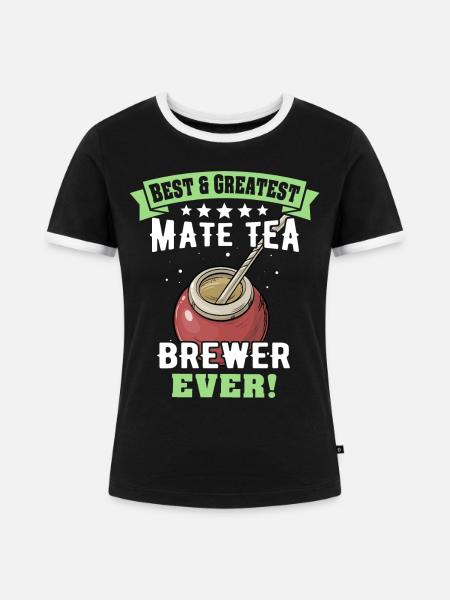 Yerba Mate Tee Teetrinker - Frauen Kontrast-T-Shirt - Schwarz/Weiß
