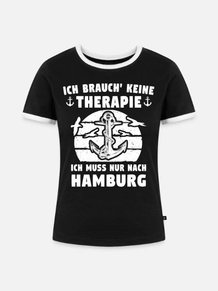 Hamburg - Frauen Kontrast-T-Shirt - Schwarz/Weiß