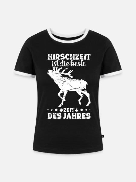 Weißwedelhirsch Hirschkostüm Hirschjäger - Frauen Kontrast-T-Shirt - Schwarz/Weiß