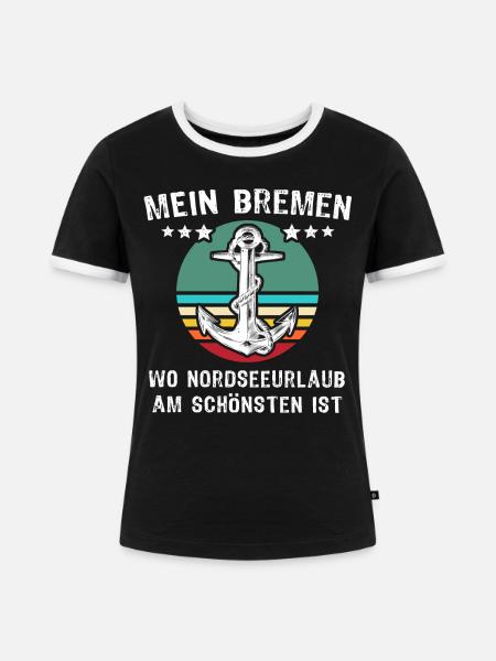 Bremen Urlaub - Frauen Kontrast-T-Shirt - Schwarz/Weiß