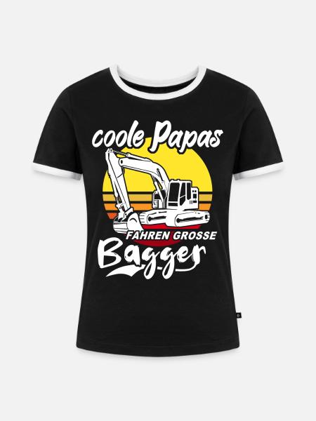 Baggerfahrer Papa - Frauen Kontrast-T-Shirt - Schwarz/Weiß