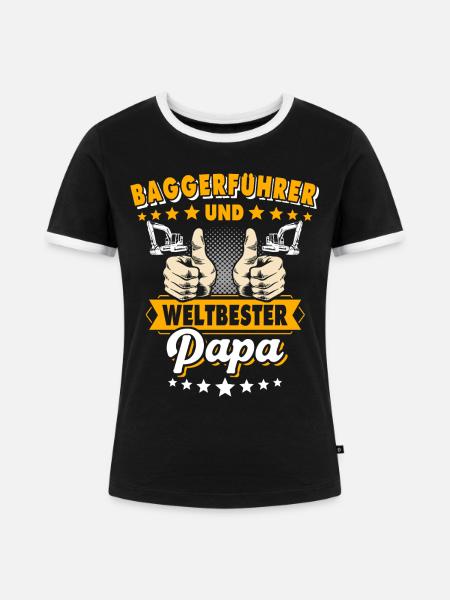 Baggerfahrer Papa - Frauen Kontrast-T-Shirt - Schwarz/Weiß