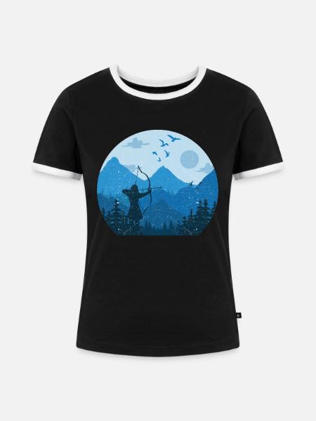 Bogenschießen - Frauen Kontrast-T-Shirt - Schwarz/Weiß