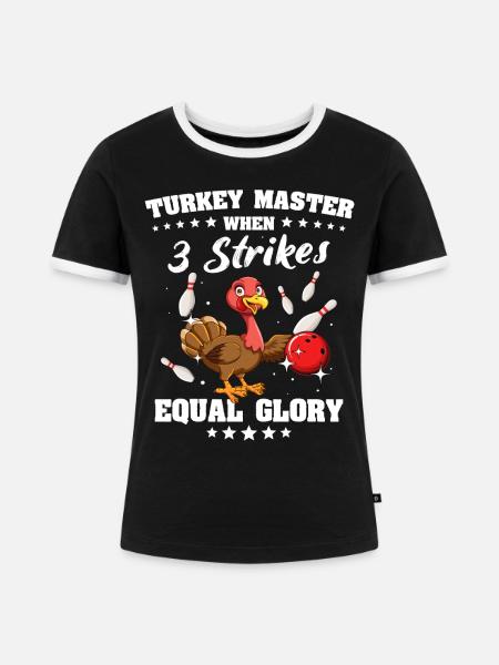Bowling Turkey - Frauen Kontrast-T-Shirt - Schwarz/Weiß