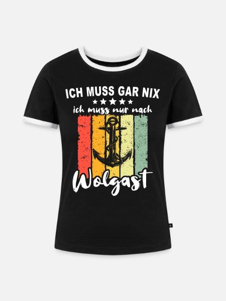 Wolgast Sprüche - Frauen Kontrast-T-Shirt - Schwarz/Weiß