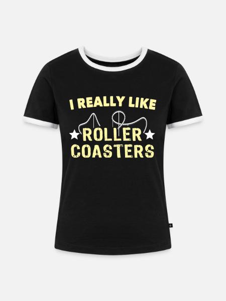 Achterbahn Roller Coaster - Frauen Kontrast-T-Shirt - Schwarz/Weiß