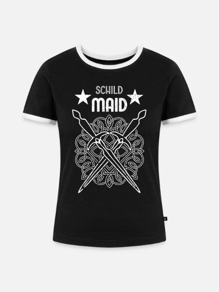 Schild Maid Wikinger Mittelalter Mittelaltermarkt - Frauen Kontrast-T-Shirt - Schwarz/Weiß