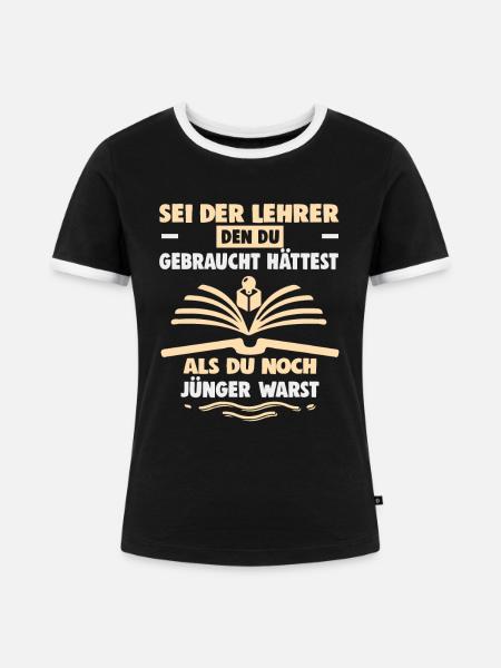 Bester Lehrer Rente Geschenkidee Schüler - Frauen Kontrast-T-Shirt - Schwarz/Weiß