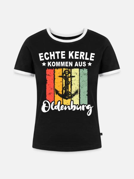 Oldenburg Sprüche Oldenburger - Frauen Kontrast-T-Shirt - Schwarz/Weiß