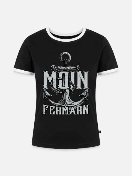 Moin Fehmarn - Frauen Kontrast-T-Shirt - Schwarz/Weiß