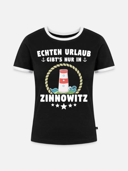 Zinnowitz Urlaub - Frauen Kontrast-T-Shirt - Schwarz/Weiß