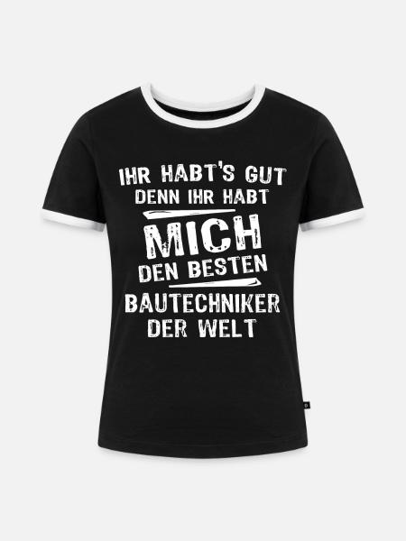 Bautechniker - Frauen Kontrast-T-Shirt - Schwarz/Weiß