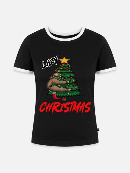 Lazy Christmas - Frauen Kontrast-T-Shirt - Schwarz/Weiß