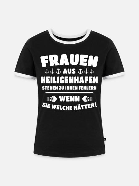 Heiligenhafen Heiligenhafener - Frauen Kontrast-T-Shirt - Schwarz/Weiß