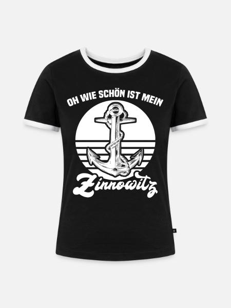 Zinnowitz - Frauen Kontrast-T-Shirt - Schwarz/Weiß