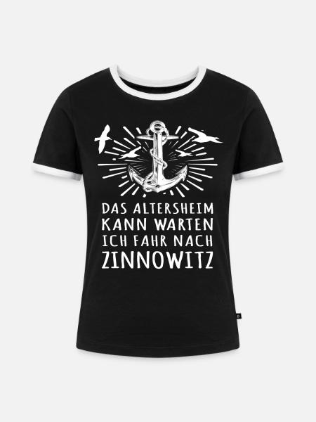 Zinnowitz - Frauen Kontrast-T-Shirt - Schwarz/Weiß
