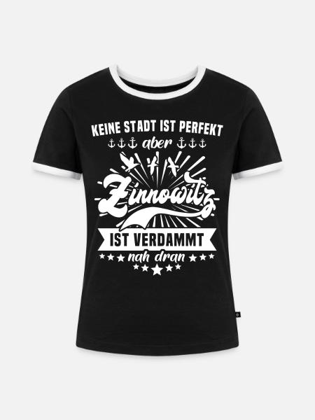 Zinnowitz - Frauen Kontrast-T-Shirt - Schwarz/Weiß