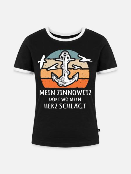Zinnowitz - Frauen Kontrast-T-Shirt - Schwarz/Weiß