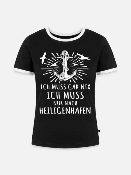 Heiligenhafen - Frauen Kontrast-T-Shirt - Schwarz/Weiß