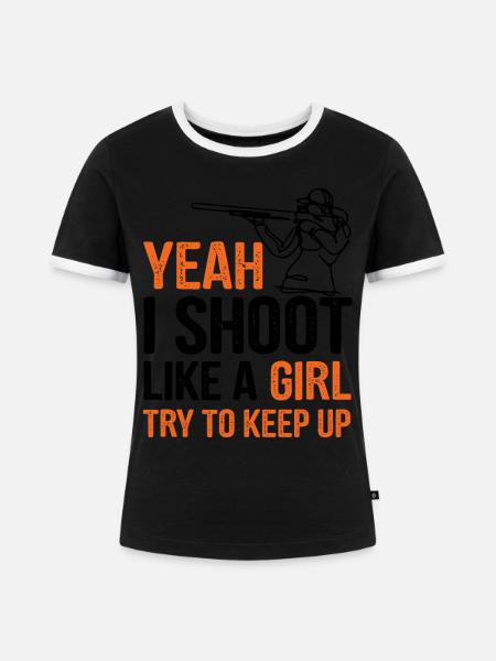 Trapschießen - Frauen Kontrast-T-Shirt - Schwarz/Weiß