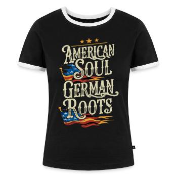 American Soul German Roots Deutschland Amerika - Frauen Kontrast-T-Shirt - Schwarz/Weiß - Vorne - Selfina (174cm)