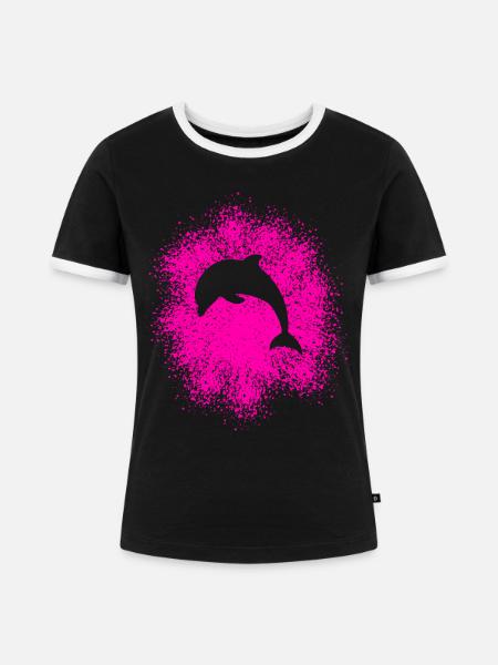 Delphin - Frauen Kontrast-T-Shirt - Schwarz/Weiß