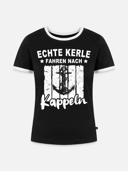Kappeln - Frauen Kontrast-T-Shirt - Schwarz/Weiß