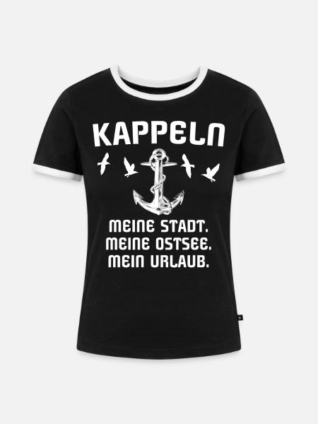 Kappeln - Frauen Kontrast-T-Shirt - Schwarz/Weiß