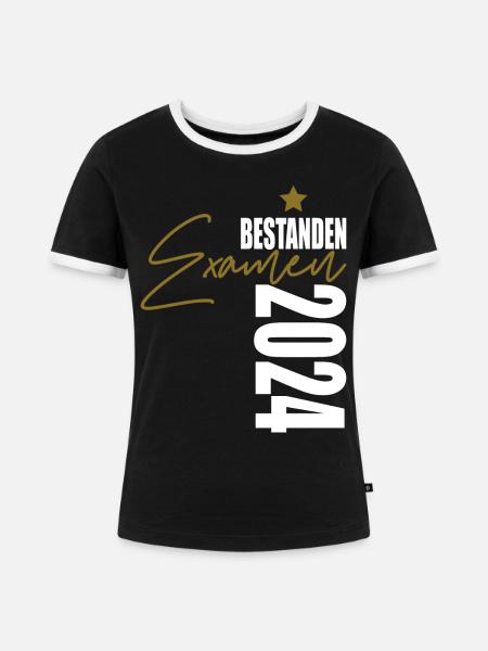 Examen 2024 bestanden - Frauen Kontrast-T-Shirt - Schwarz/Weiß