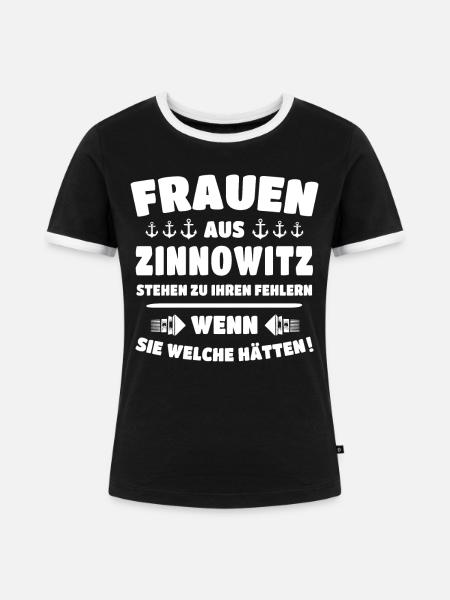 Zinnowitz - Frauen Kontrast-T-Shirt - Schwarz/Weiß