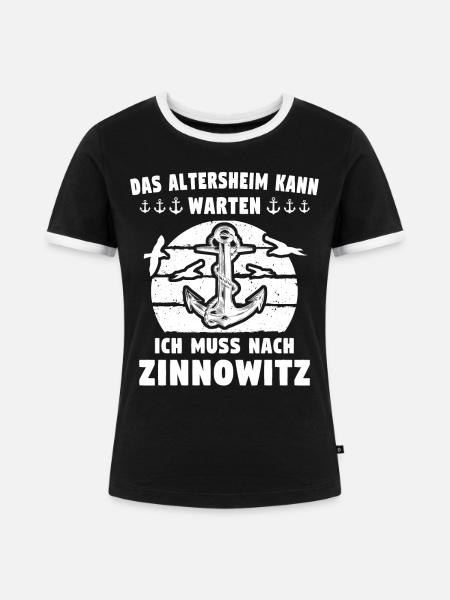 Zinnowitz Zinnowitzer - Frauen Kontrast-T-Shirt - Schwarz/Weiß
