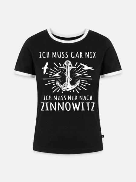 Zinnowitz Urlaub - Frauen Kontrast-T-Shirt - Schwarz/Weiß