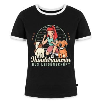 Hundetrainerin aus Leidenschaft Hunde Trainerin - Frauen Kontrast-T-Shirt - Schwarz/Weiß - Vorne - Selfina (174cm)
