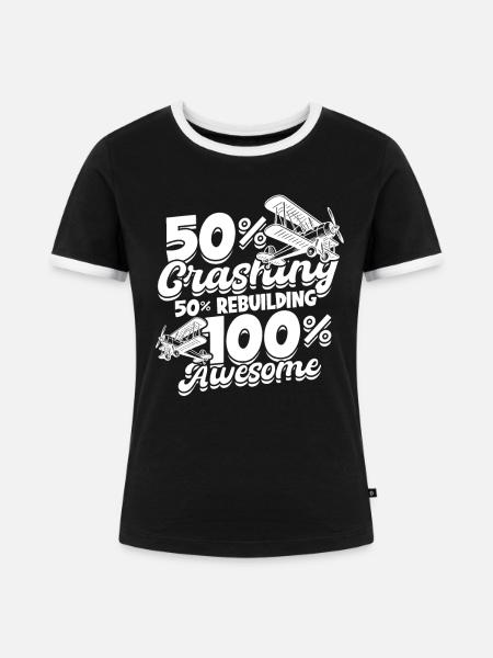 Modellflugzeug Modellflieger - Frauen Kontrast-T-Shirt - Schwarz/Weiß