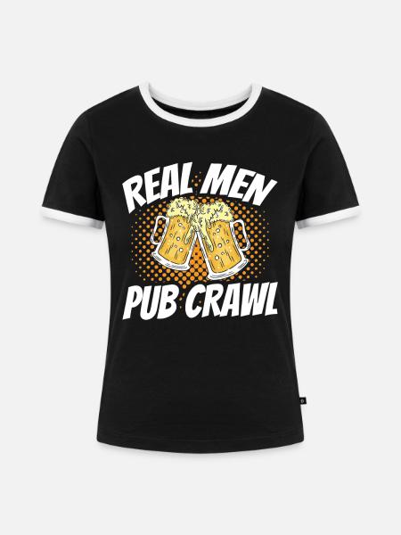 Crawled Pub Crawl Alcohol Drinking - Frauen Kontrast-T-Shirt - Schwarz/Weiß