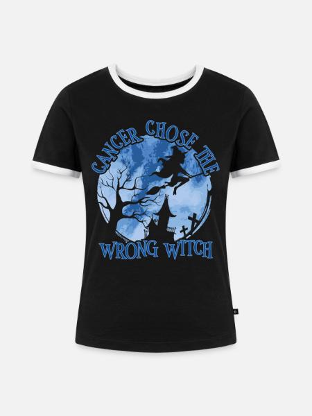 Krebs Hexe Dunkelblau Doppelpunkt - Frauen Kontrast-T-Shirt - Schwarz/Weiß