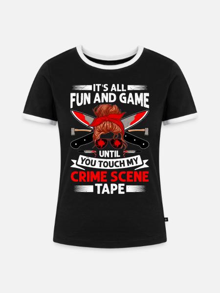 True Crime - Frauen Kontrast-T-Shirt - Schwarz/Weiß