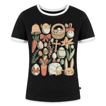 Ostern - Frauen Kontrast-T-Shirt - Schwarz/Weiß - Vorne - Selfina (174cm)