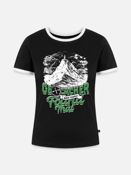 Geocache - Frauen Kontrast-T-Shirt - Schwarz/Weiß