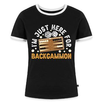 Brettspiel Lustiges Backgammon - Frauen Kontrast-T-Shirt - Schwarz/Weiß - Vorne - Selfina (174cm)