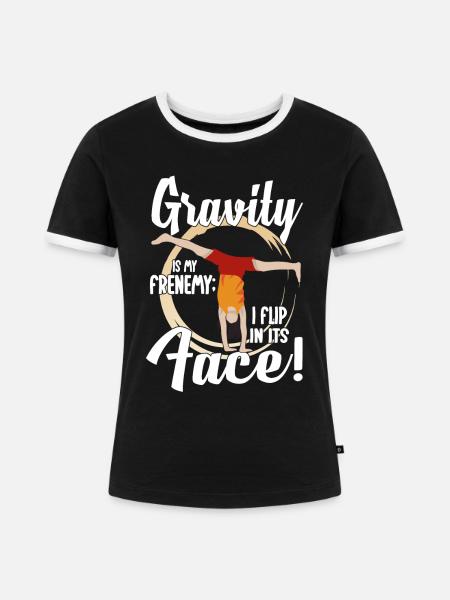 Tumbling Fitness Akrobatik - Frauen Kontrast-T-Shirt - Schwarz/Weiß