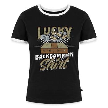 Lucky Backgammon - Frauen Kontrast-T-Shirt - Schwarz/Weiß - Vorne - Selfina (174cm)