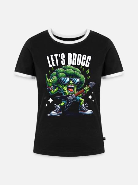Brokkoli Rocker - Frauen Kontrast-T-Shirt - Schwarz/Weiß