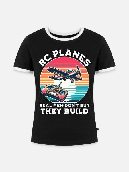 Modellflugzeug - Frauen Kontrast-T-Shirt - Schwarz/Weiß