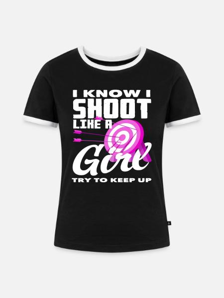 Frauen Bogenschützin Bogenschießen - Frauen Kontrast-T-Shirt - Schwarz/Weiß